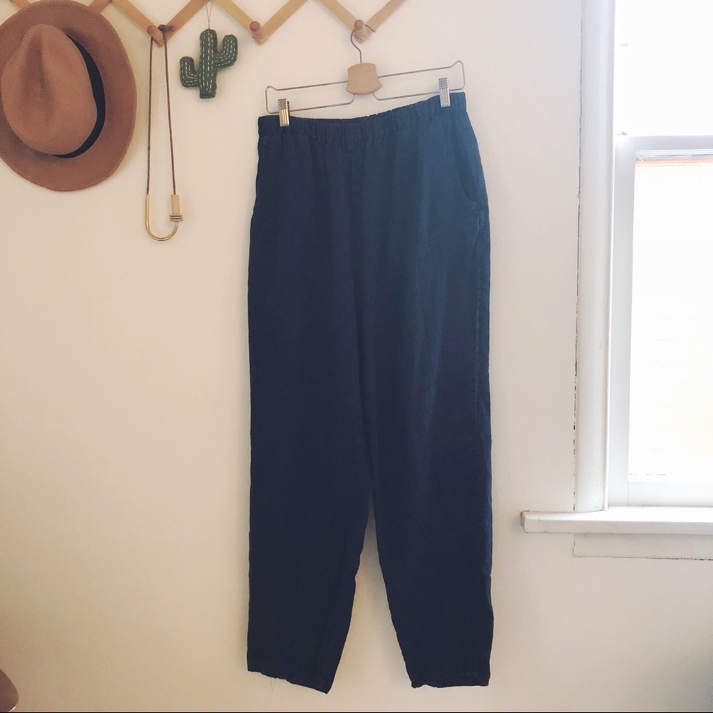 FLAX Linen Taper Leg Pants - Size L